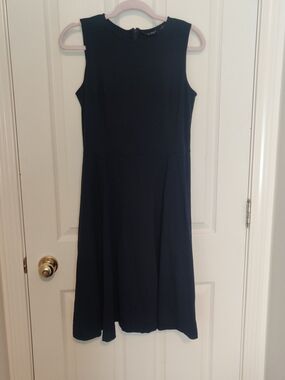Lauren Ralph Lauren Navy Ponte Crewneck Sleeveless Dress